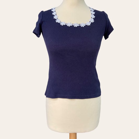 Floral neckline t-shirt