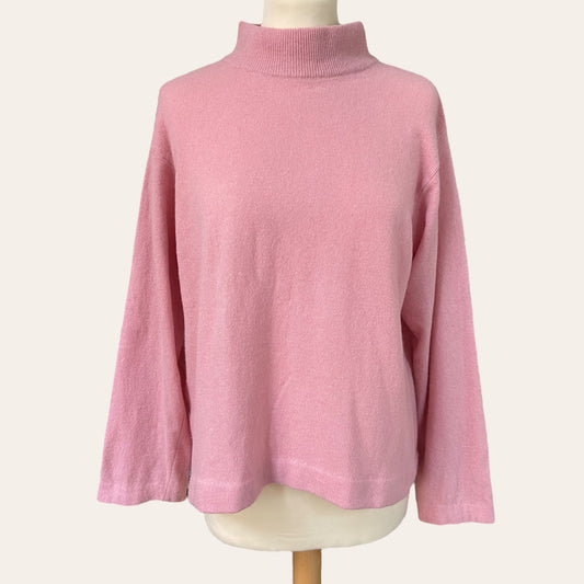 Pull rose bonbon lainé