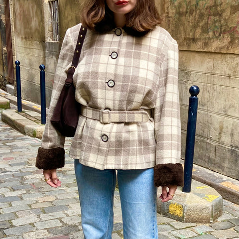 Manteau laine et fourrure