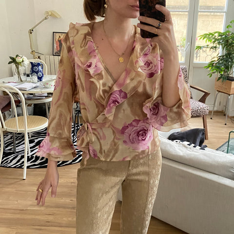 Blouse cache-cœur imprimé floral