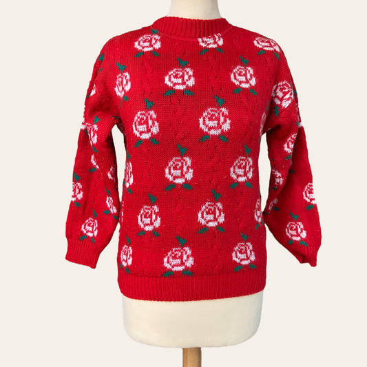 Rose bush print knit