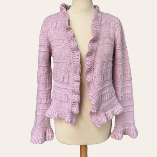 Ruffled wool cardigan