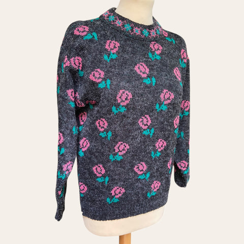 Pull en laine imprimé floral