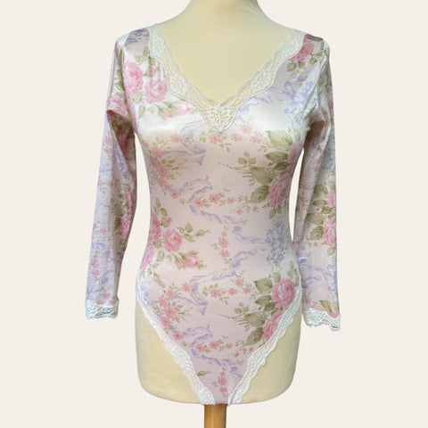 Body satiné imprimé floral