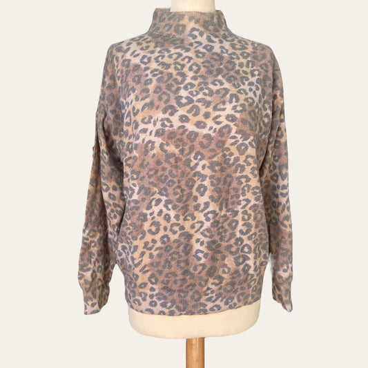 Leopard print mohair knit