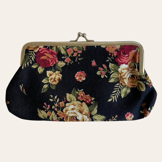 Black floral coin purse