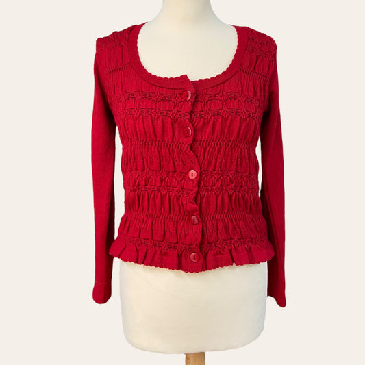 Openwork wool cardigan