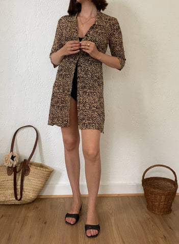 Robe chemise imprimé léopard