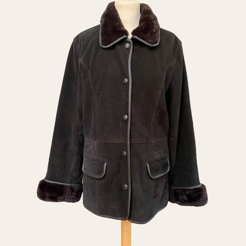 Manteau en cuir et fourrure