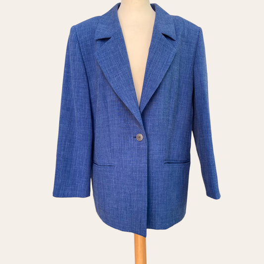 Denim-effect linen blazer