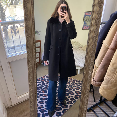 Manteau en laine et fourrure