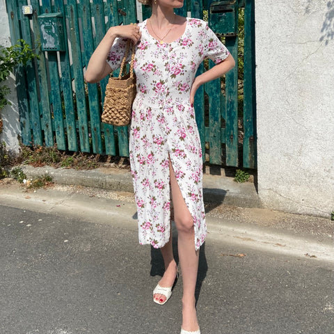 Buttoned mid-length dress