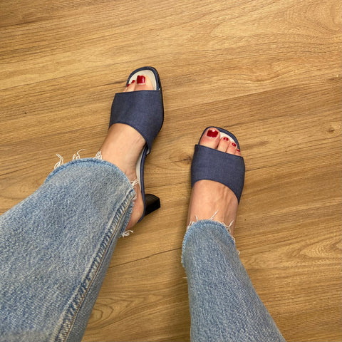 Denim mules