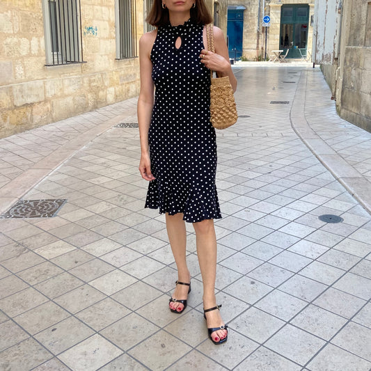 Polka dot print midi dress