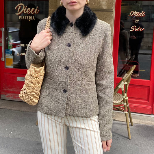 Veste à col fourrure