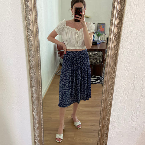 Floral print flared skirt