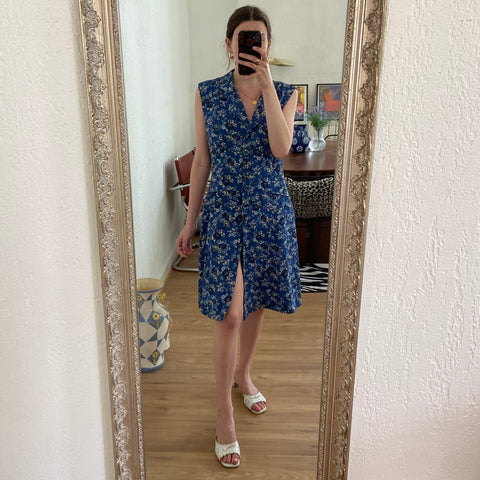 Summer floral print buttoned dress