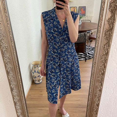 Summer floral print buttoned dress