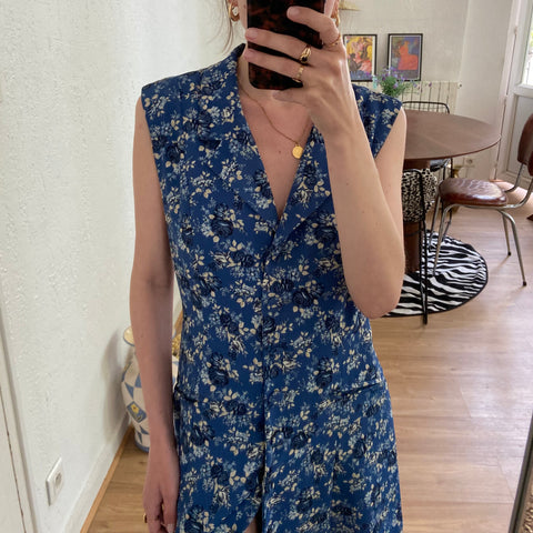 Summer floral print buttoned dress