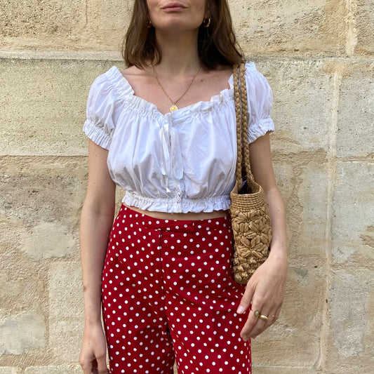 Blouse crop à laçage