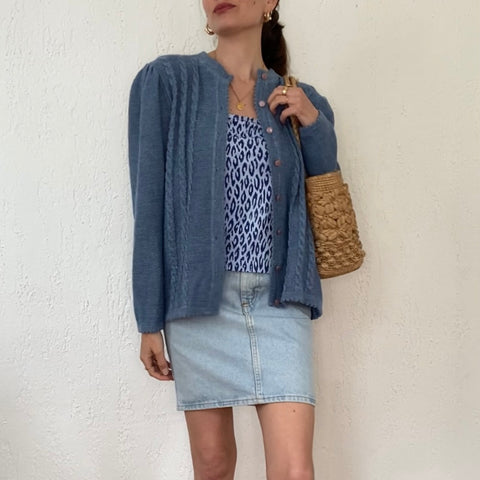 Cardigan lainé à torsades