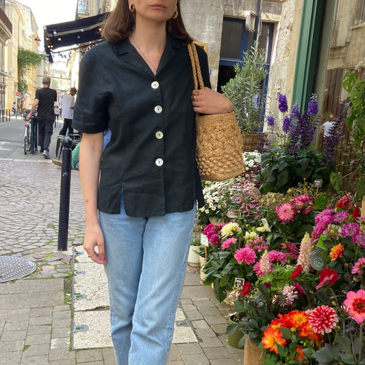 Linen button-down blouse