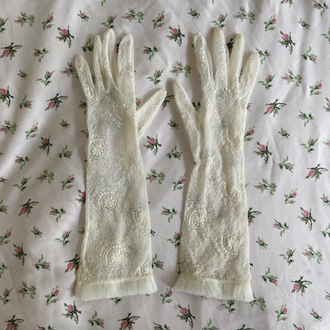 Gants mi-longs brodés
