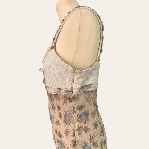 Bi-material midi dress