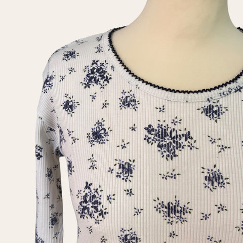 T-shirt côtelé imprimé floral
