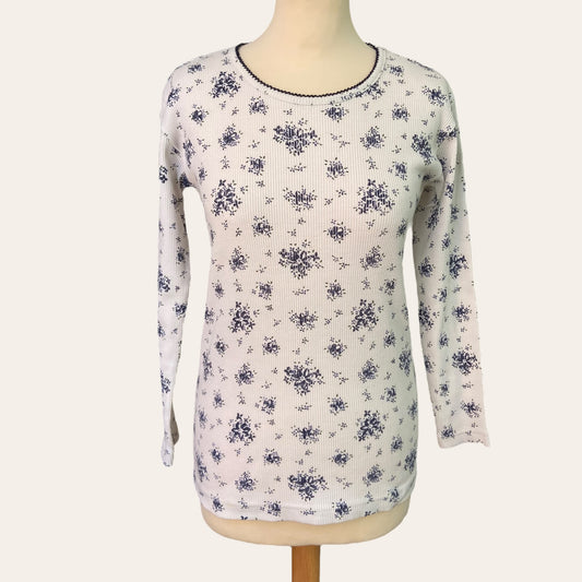 T-shirt côtelé imprimé floral