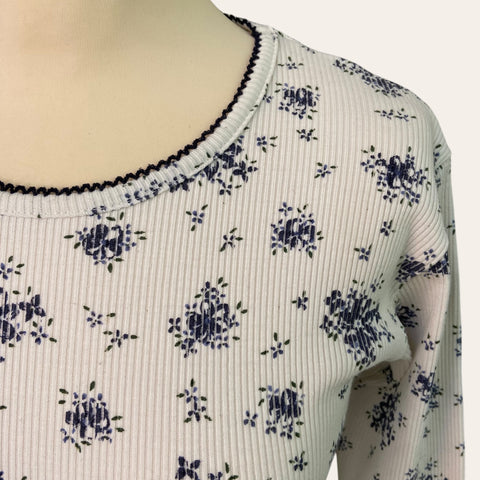 T-shirt côtelé imprimé floral