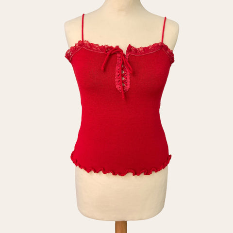 Top à laçage et dentelle