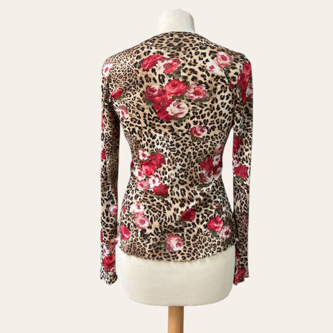 Cardigan imprimé léopard et roses