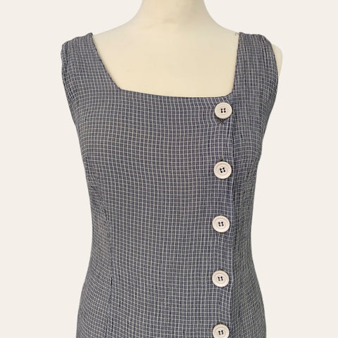 Robe midi boutonnée à carreaux