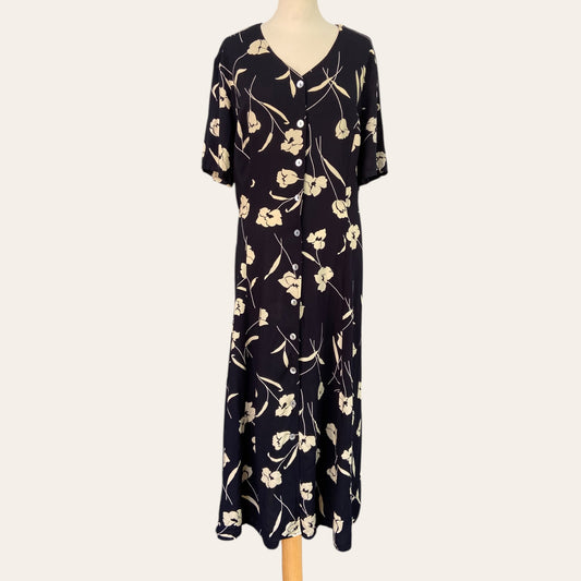 Floral print button-down shirt dress