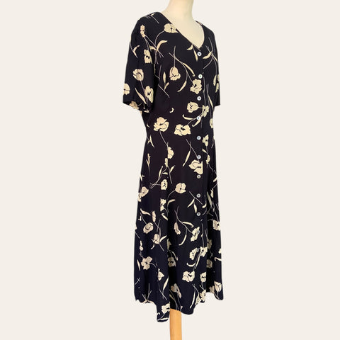 Floral print button-down shirt dress