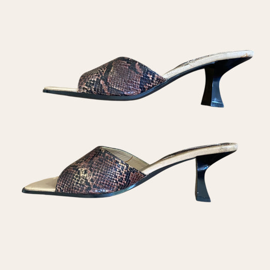 Snake print mules