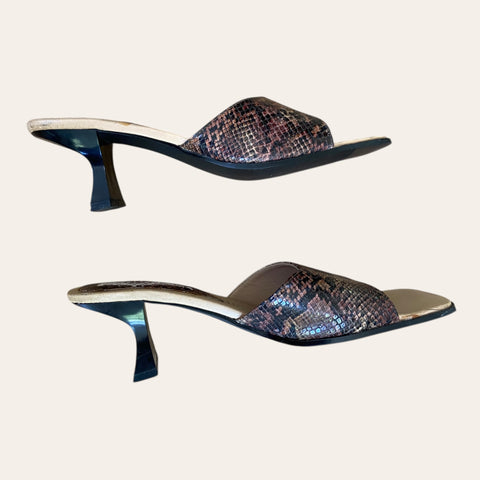 Snake print mules