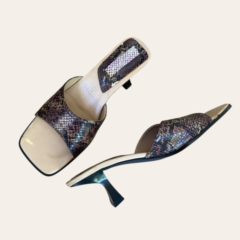 Snake print mules