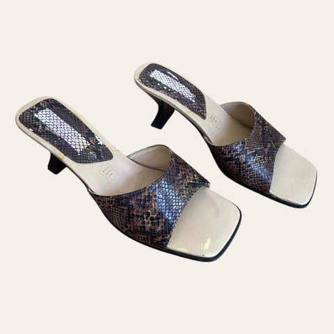 Snake print mules