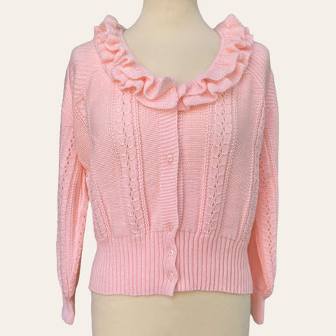 Ruffled openwork cardigan