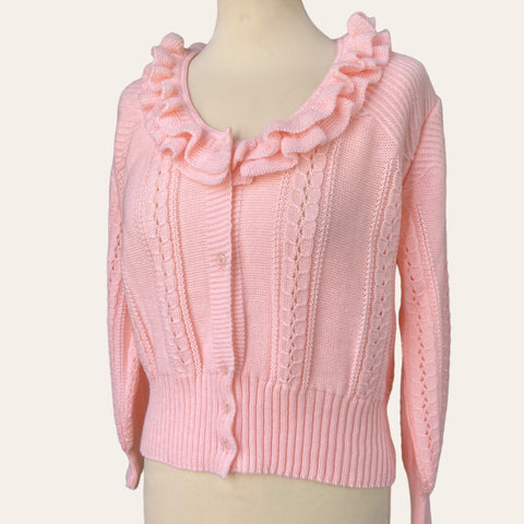 Ruffled openwork cardigan