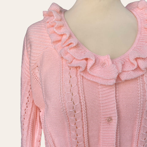 Ruffled openwork cardigan